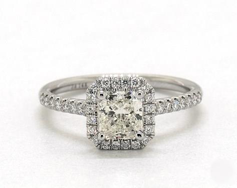 1.72ct Radiant, Stunning Halo Pave Engagement Ring in 1.8mm 18K White Gold