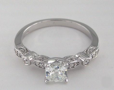 1.01ct Cushion, Vintage Pave Bezel Engagement Ring in 4mm 18K White Gold by James Allen