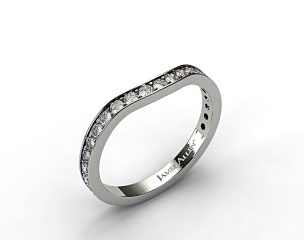 18K White Gold Curved Pavé Set Diamond Wedding Ring