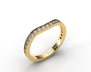 18K Yellow Gold Curved Pavé Set Diamond Wedding Ring