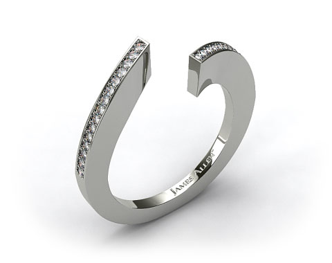 Open Twist Pave Set Wedding Ring 14k White Gold 14413w14