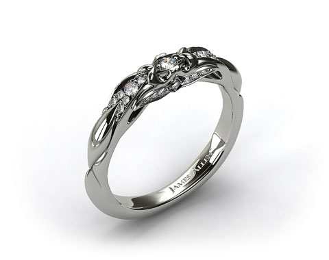 Platinum Single Drop Pavé Wavy Wedding Band-14787p