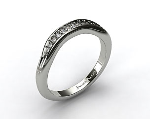 Platinum Pavé Diamond Ribbed Wedding Band