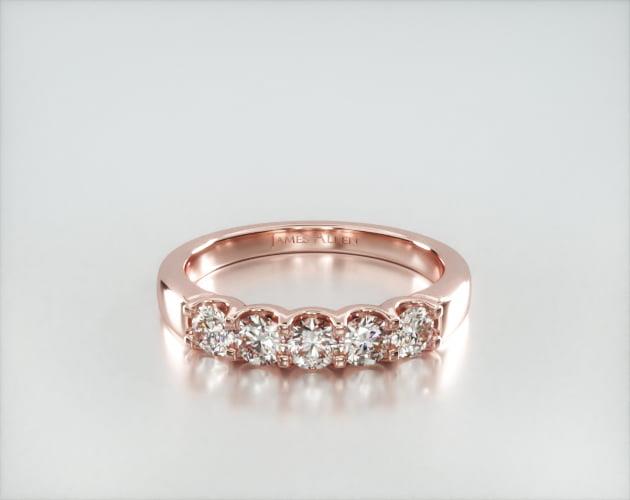 wedding rings, womens anniversary, 14k rose gold five stone shared