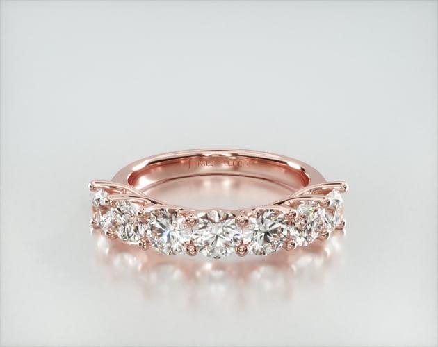 wedding rings, womens anniversary, 14k rose gold seven stone trellis