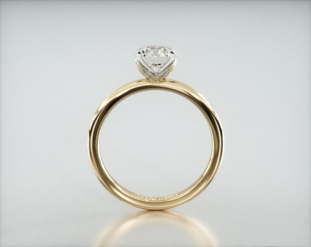 Solitaire Engagement Ring Embellished With a Four Prong Tulip Basket