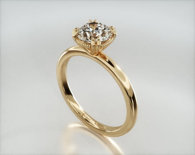 Solitaire Engagement Ring Embellished With a Vintage Basket Head