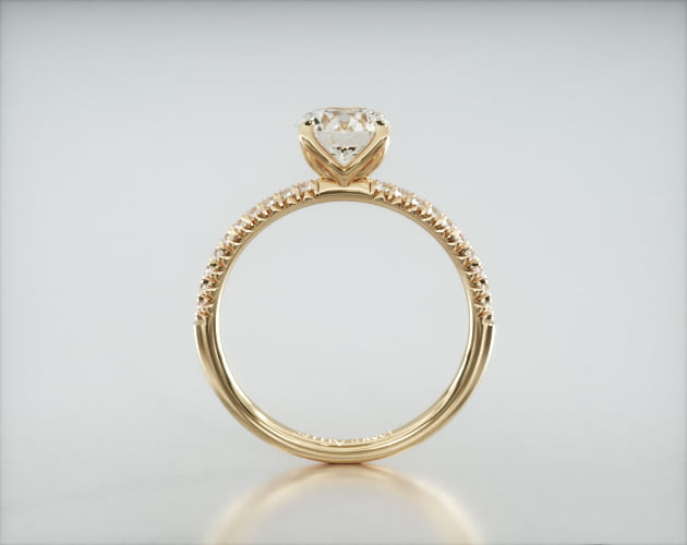 Petite French Pavé Engagement Ring Embellished With a Four Prong Tulip