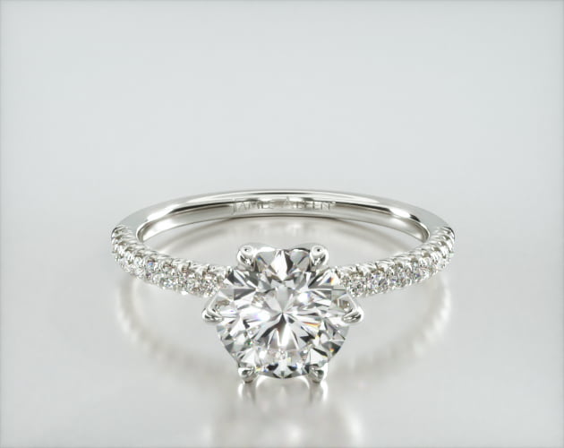 6 prong discount pave engagement ring