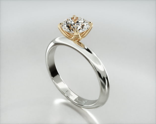 Knife Edge Solitaire Engagement Ring Embellished With a Four Prong Tulip Basket Head s05wh08y