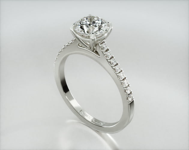 Pave crown hot sale engagement ring
