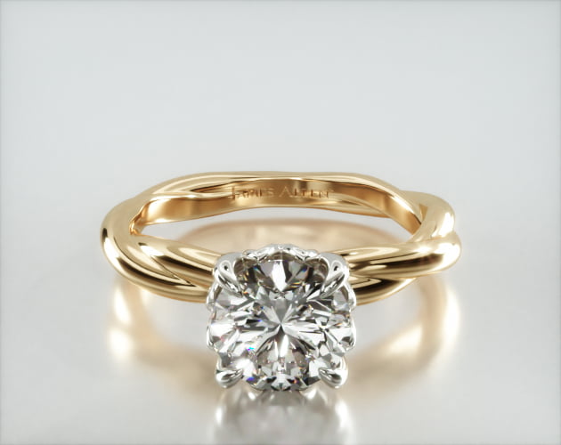 Rope Solitaire Engagement Ring Embellished With a Four Prong Lotus ...