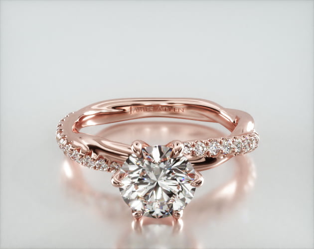 Rope Pavé Engagement Ring Embellished With a Six Prong Signature Head ...