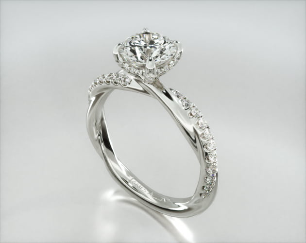 Rope Pavé Engagement Ring Embellished With a Classic Pavé Basket Head