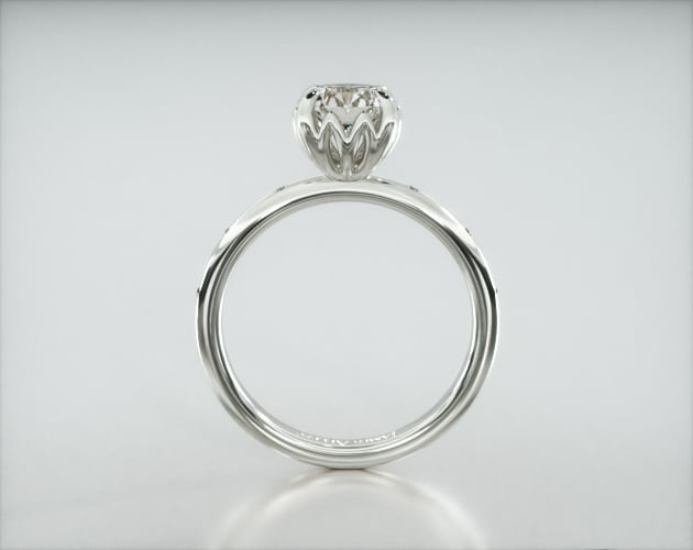 Sleek Accent Diamond Engagement Ring Embellished With a Four Prong