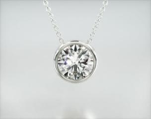 14K White Gold Bezel Diamond Pendant (Mounting)