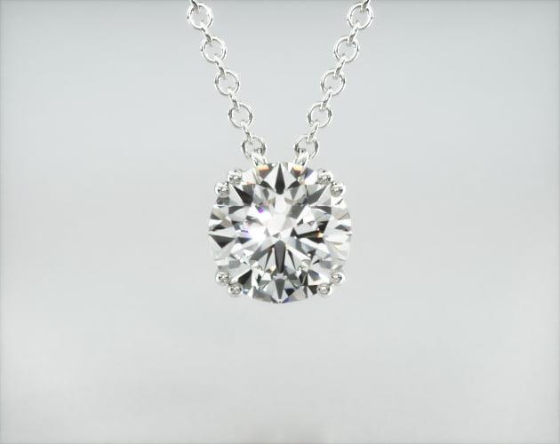 Platinum Double Prong Diamond Pendant 