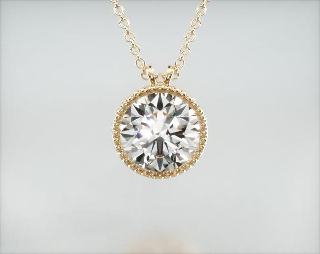 14K Yellow Gold Milgrain Bezel Diamond Pendant (Mounting)