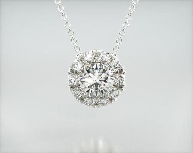 necklaces, diamond pendants, 14k white gold halo lab created diamond pendant 075 ctw f g vs2 si1