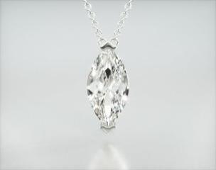 This light wire basket is designed to showcase the unique characteristics of the marquise cut diamond of your choice. This lovely solitaire pendant is attached to an 18" cable link chain. Truly a classic design that is perfect for any occasion.Center diamond or gemstone purchase required