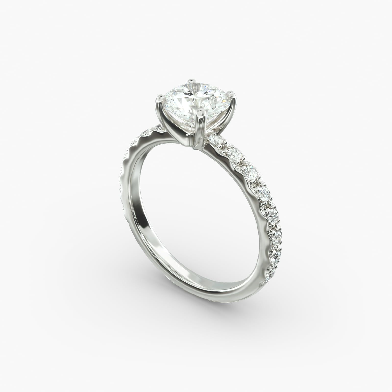 Timeless French Pave .32ctw Engagement Ring in 14K White Gold 1.60mm Width Band Setting Price