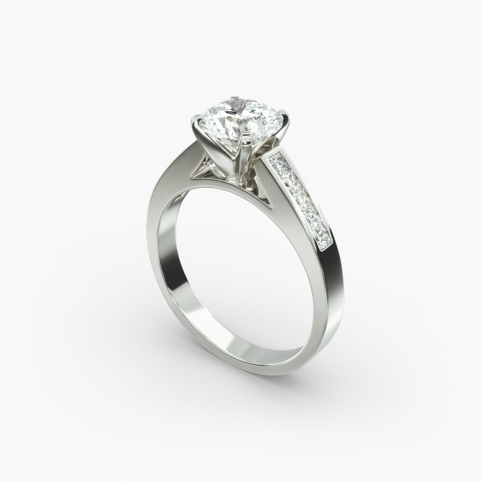 14K White Gold 0.25ct Channel Set Princess Shaped Diamond Engagement Ring 11141w14