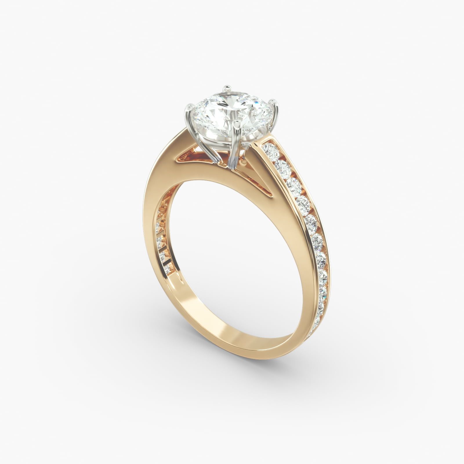 Full Channel Set Round Diamond (0.6ct) 9ct White Gold Flat 4mm Ring