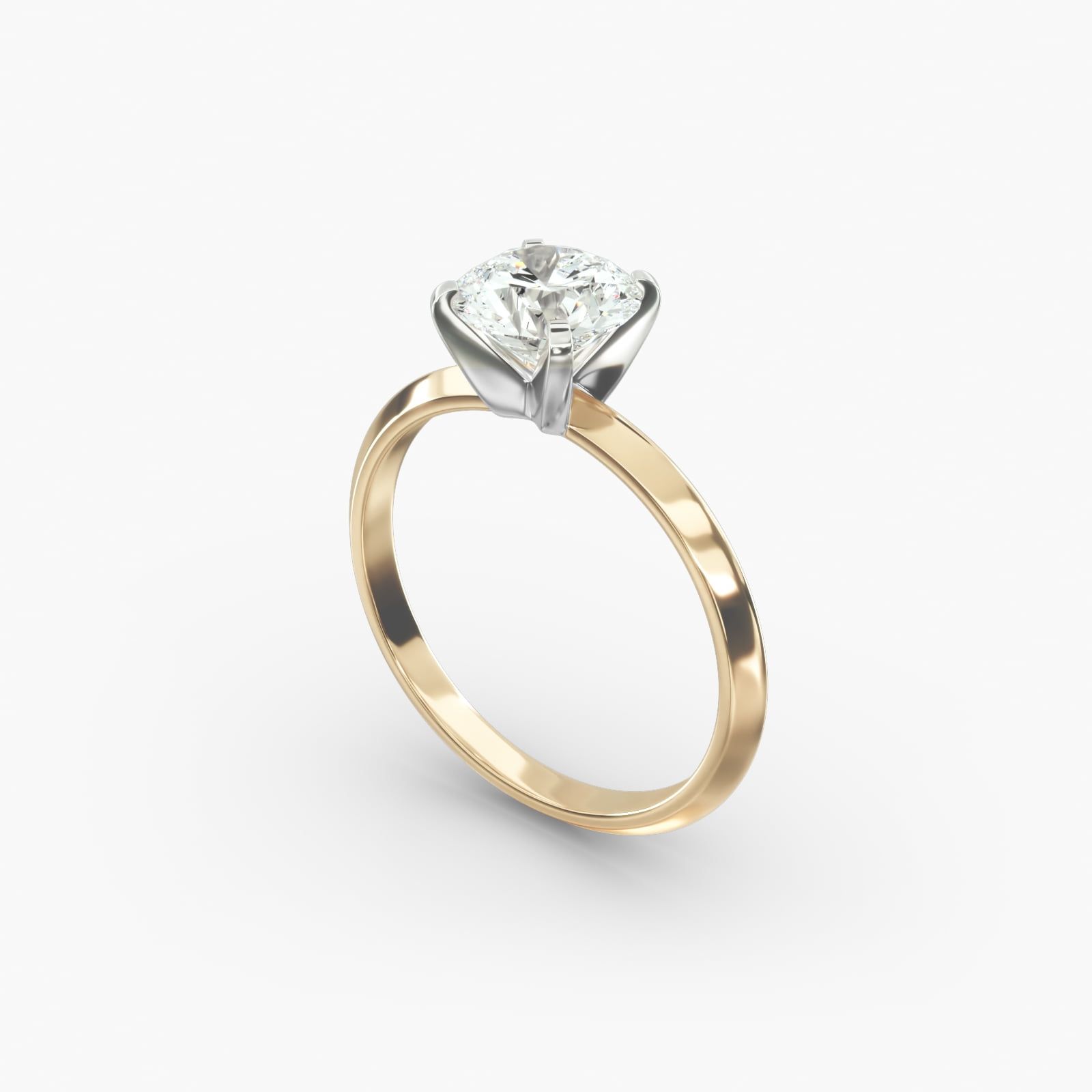 18K Yellow Gold 2mm Knife Edge Solitaire Engagement Ring-17001y