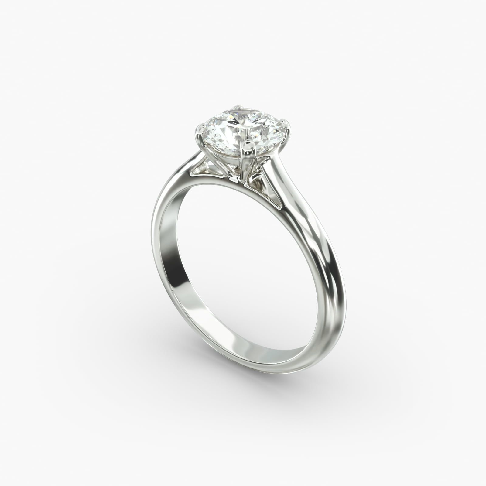 Sleek Four Prong Solitaire Engagement Ring in Platinum 1.90mm Width Band Setting Price