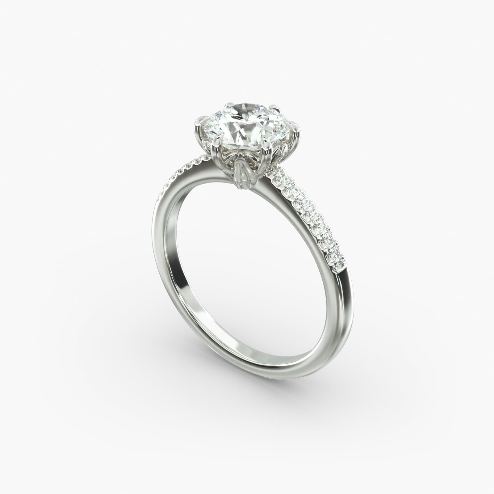 Platinum Modified French Cut Six Prong Engagement Ring 17122p