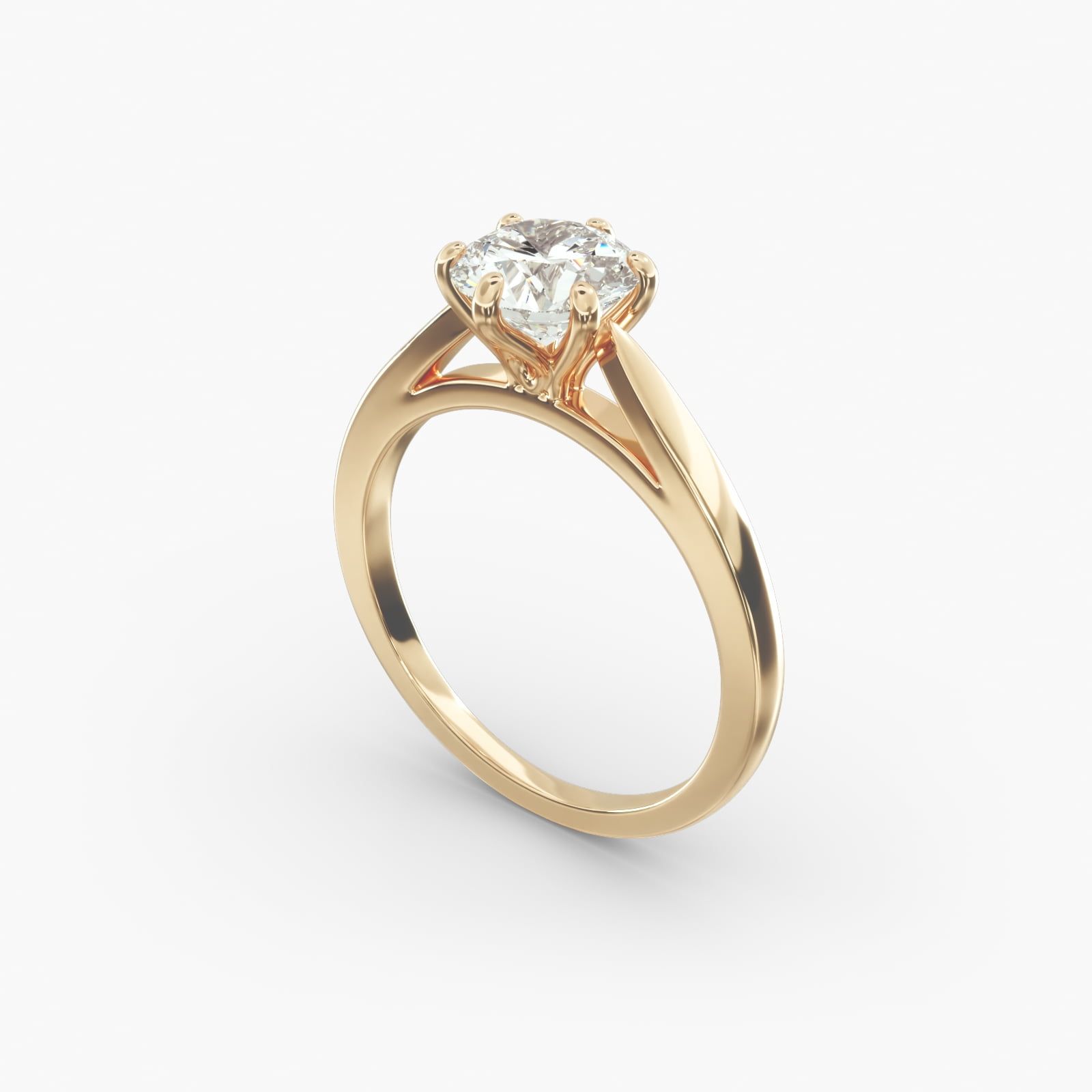 18K Yellow Gold Petite Flower Solitaire Engagement Ring
