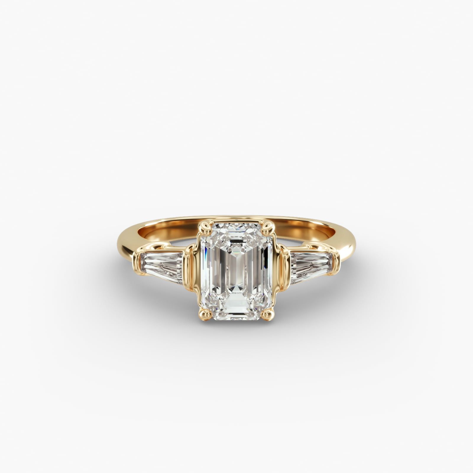 14K Yellow Gold Tapered Baguette Diamond Engagement Ring