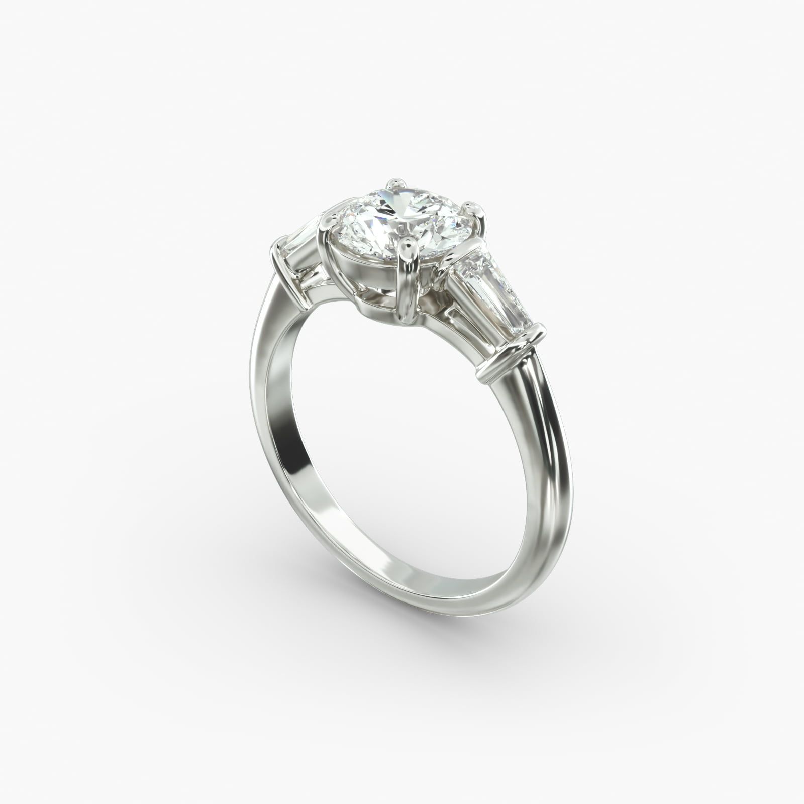 18K White Gold Tapered Baguette Diamond Engagement Ring 17150w