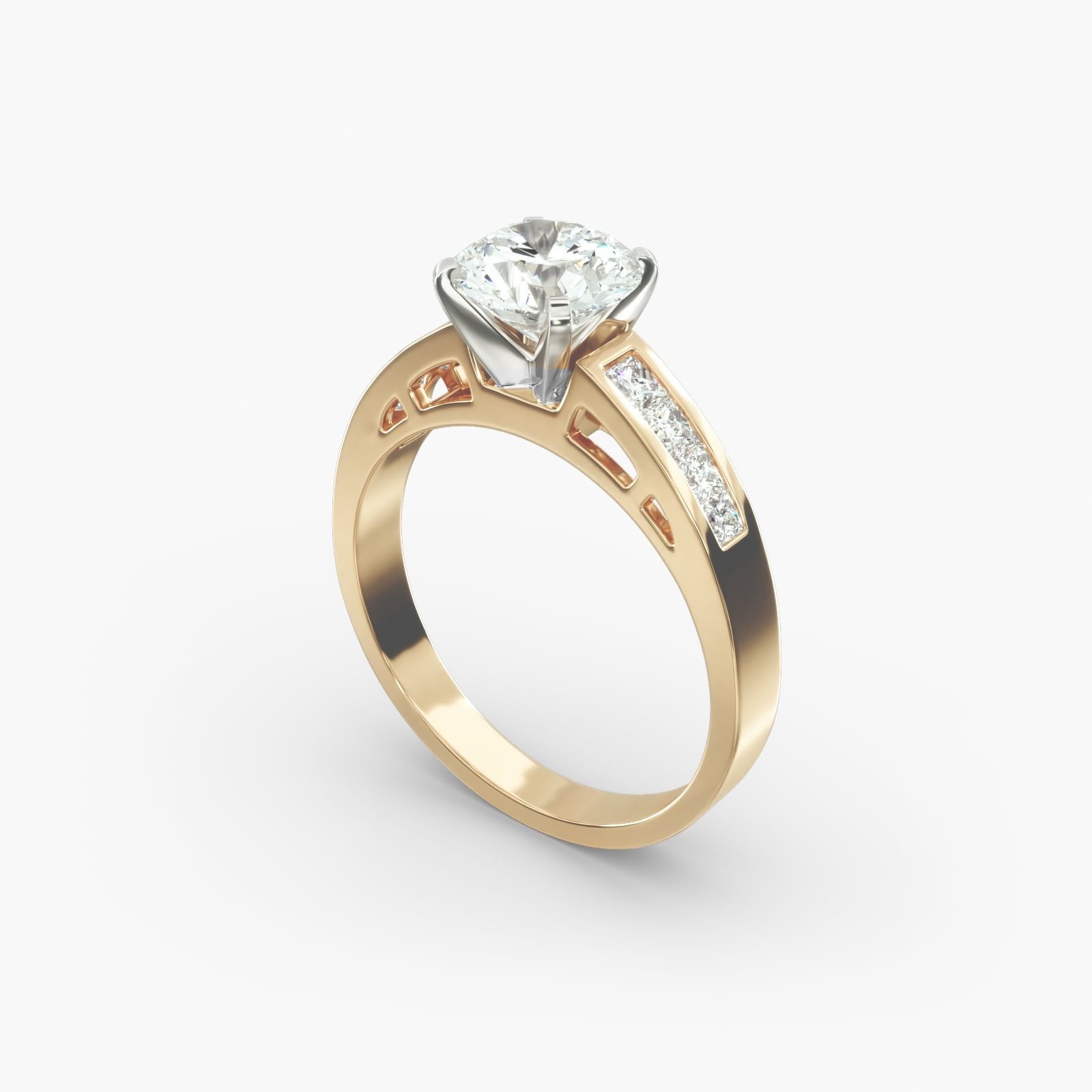 14K Yellow Gold 0.42ct Channel Set Diamond Engagement Ring 17152y14