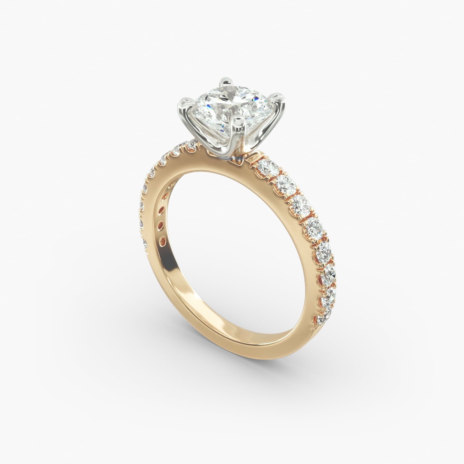 14K Yellow Gold 2.0mm Art Nouveau Pave Set Diamond Engagement Ring 17156y14