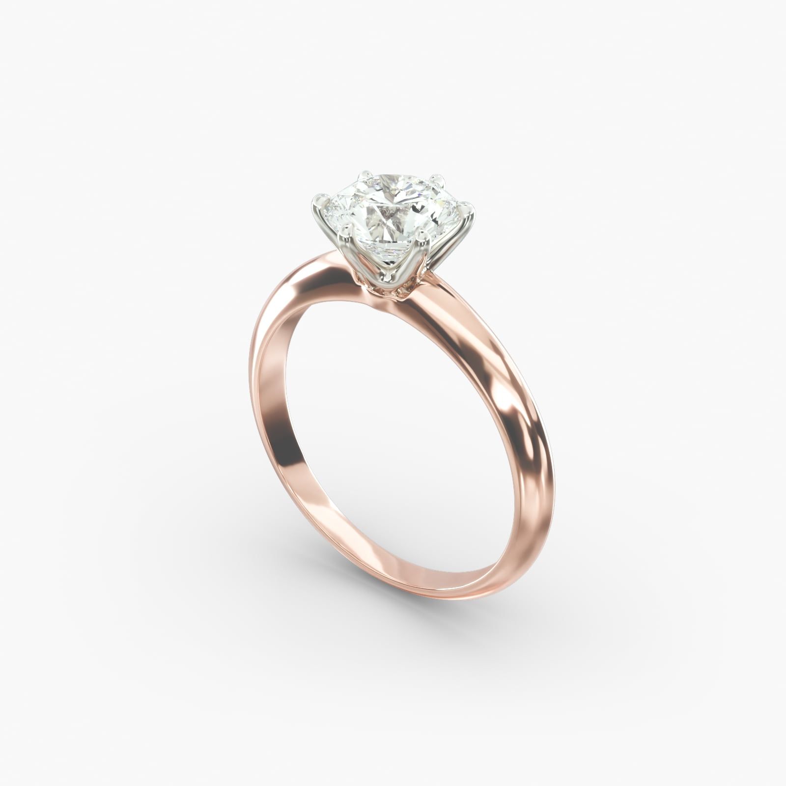IGI 1.10 Carat K VVS1 Excellent Cut Round Diamond Six Prong Knife Edged Solitaire Engagement Ring