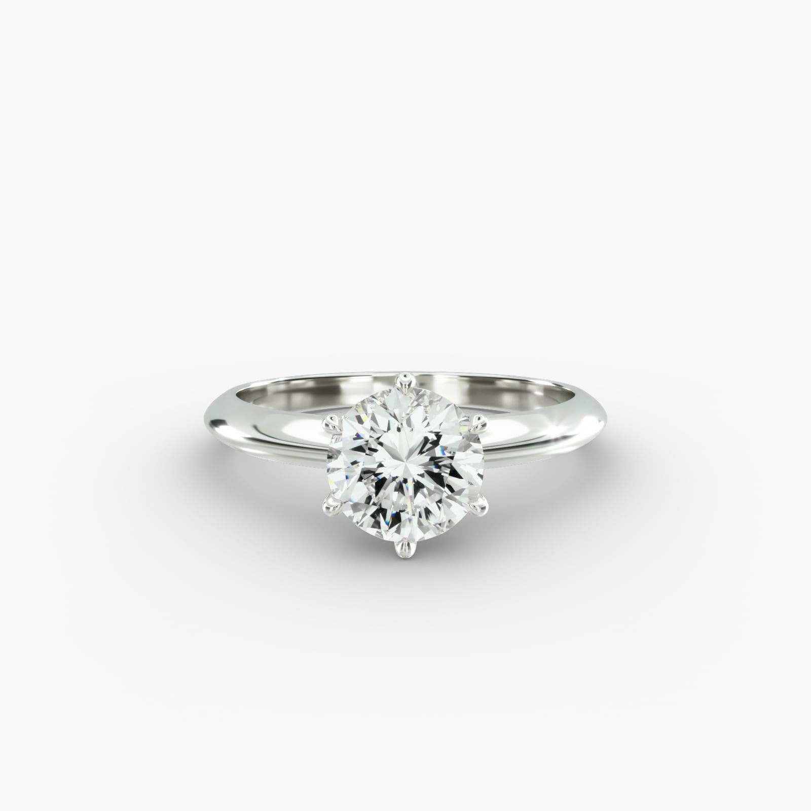 14K White Gold Six Prong Knife Edged Solitaire Engagement Ring 17192w14