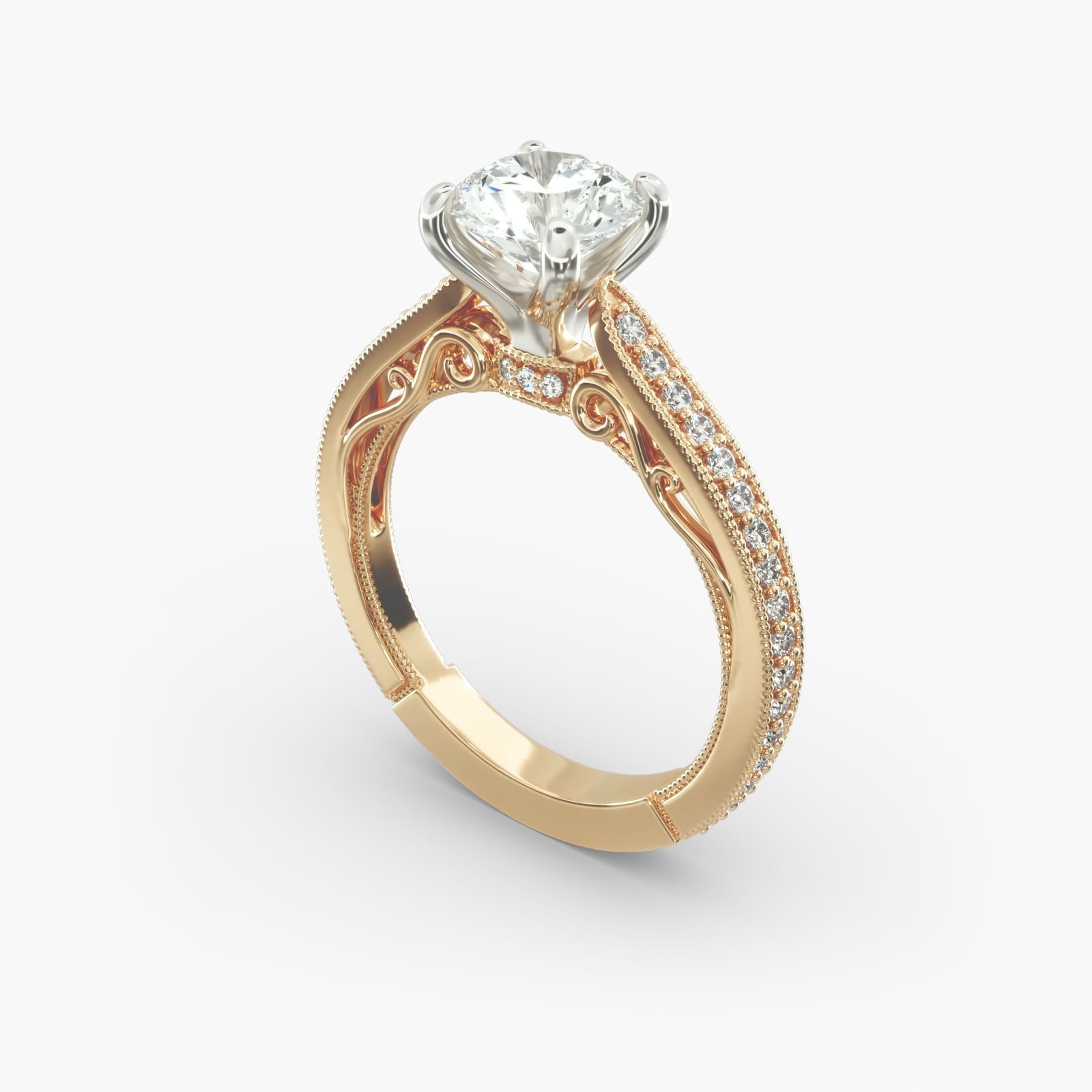 Vintage scroll engagement ring cheap
