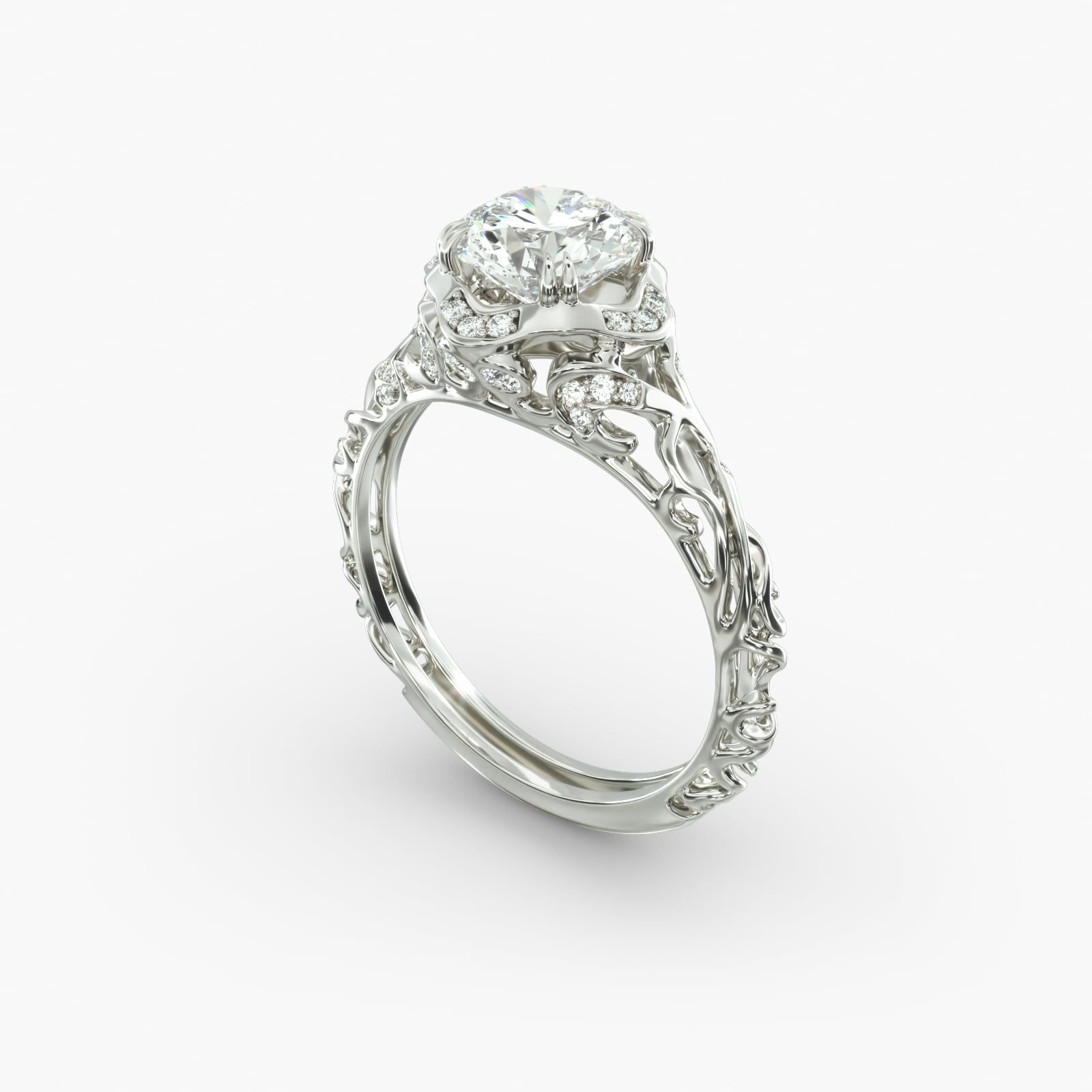 White gold filigree engagement ring outlet