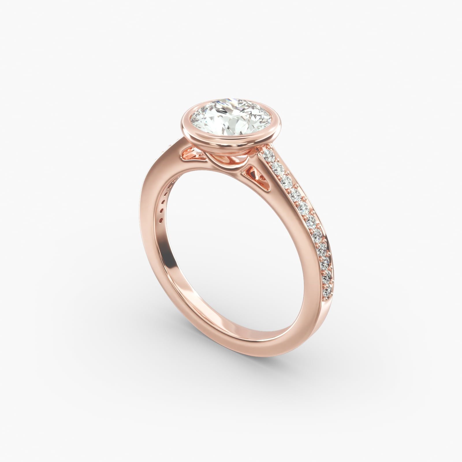 Rose gold bezel set diamond ring sale