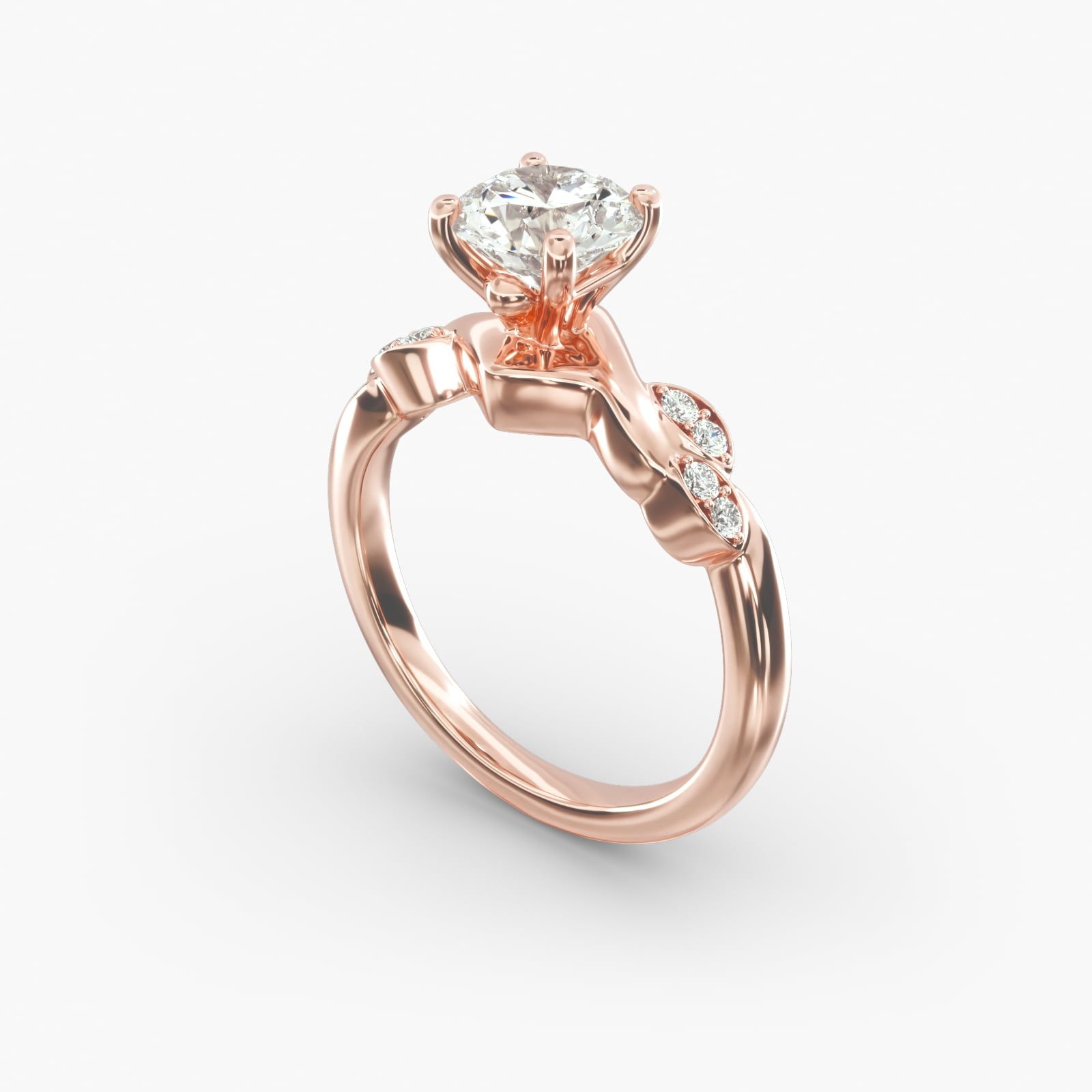 14K Rose Gold Twisted Vine Engagement Ring 17557r14