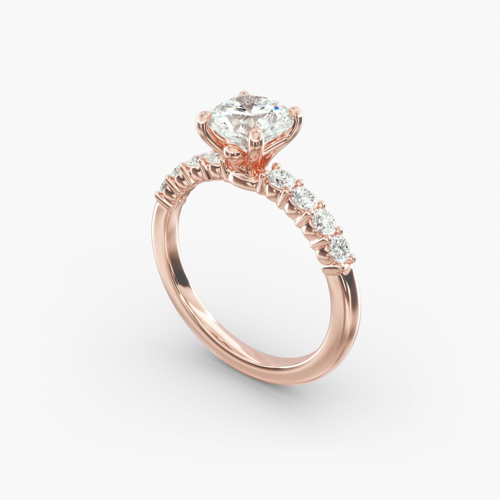 14K Rose Gold Prong Set Diamond Engagement Ring 17558r14