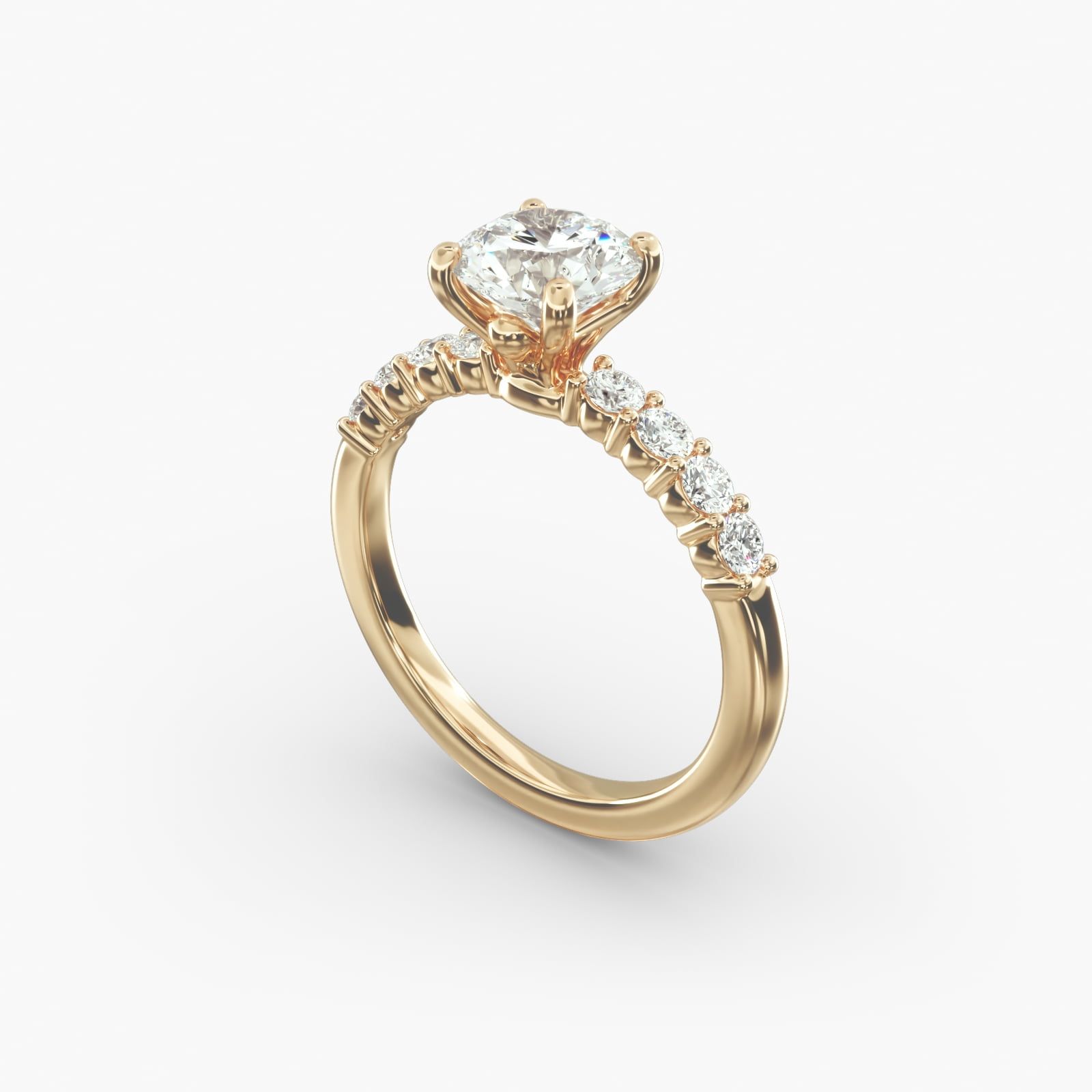 18K Yellow Gold Prong Set Diamond Engagement Ring