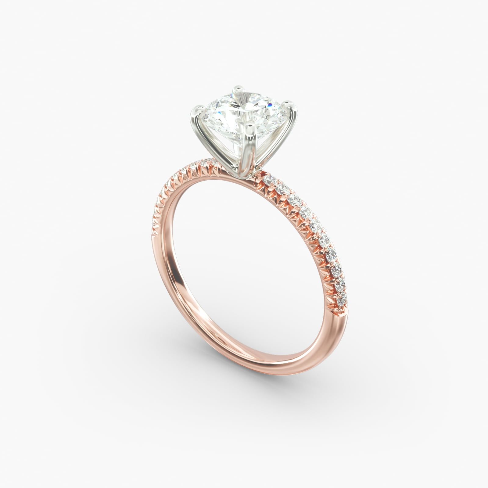 14K Rose Gold Petite Pave Engagement Ring Flush Fit 17645r14