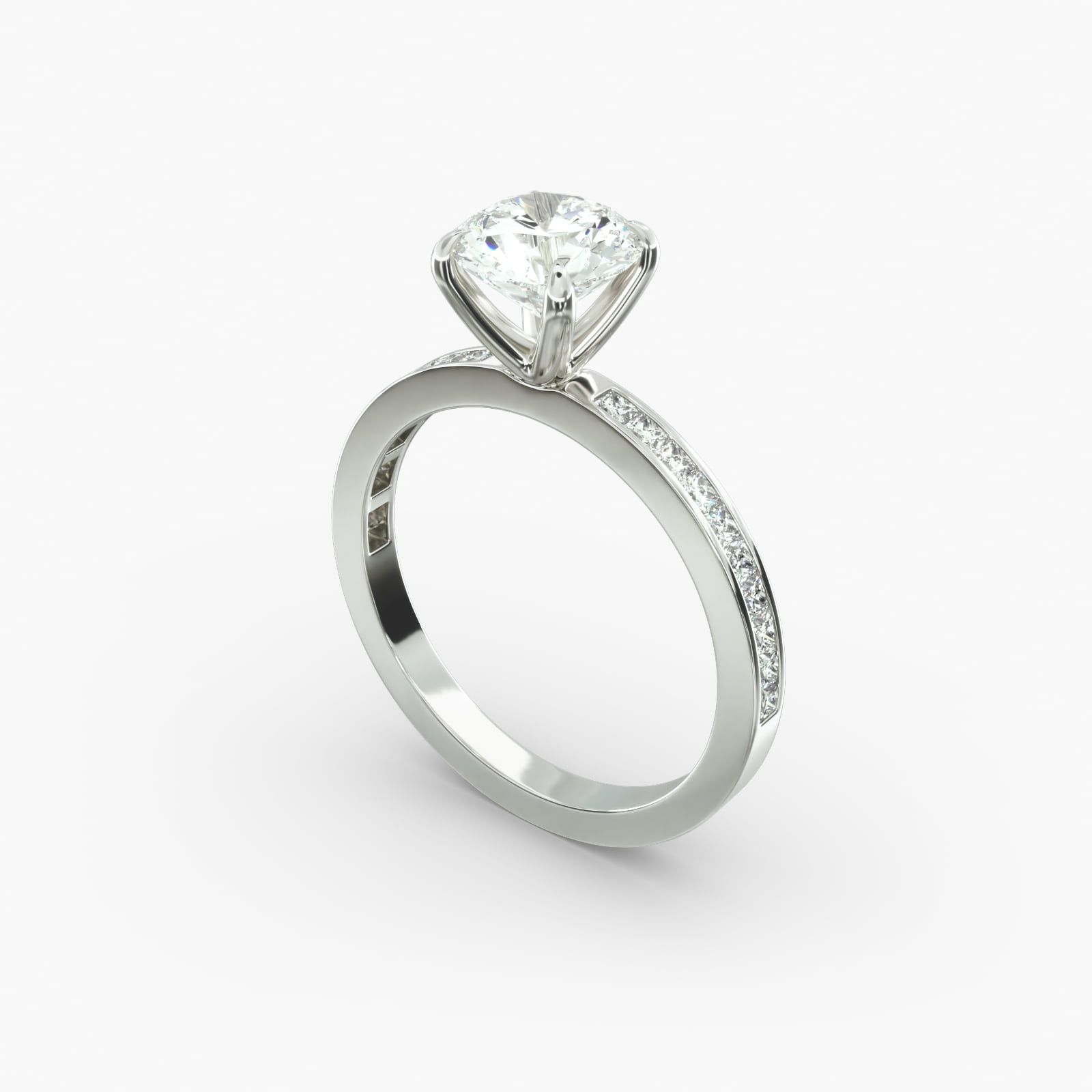 18K White Gold Channel Set Princess Cut Diamond Engagement Ring