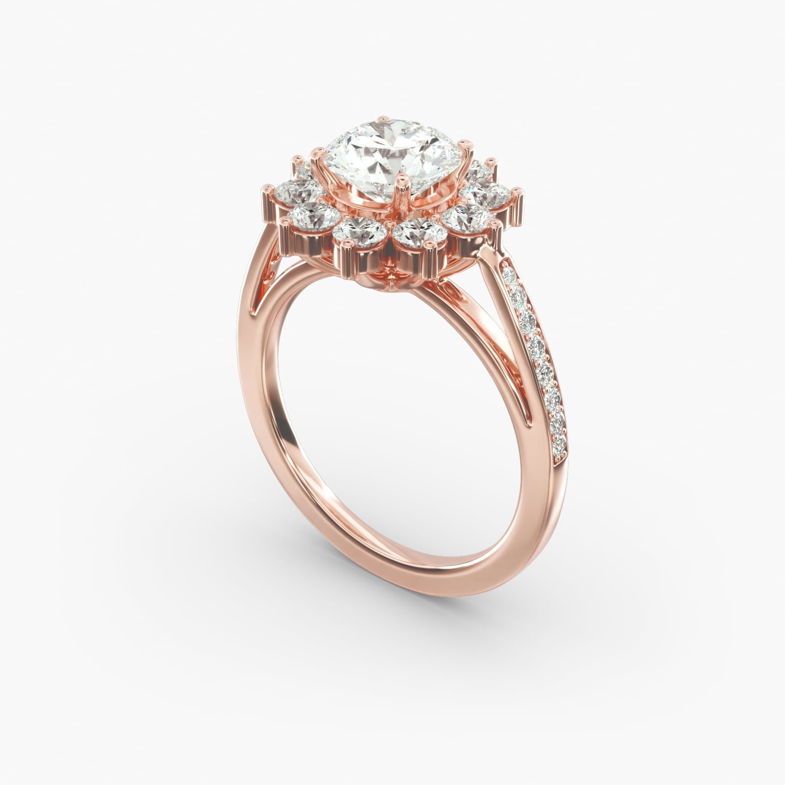 14K Rose Gold Cathedral Star Engagement Ring
