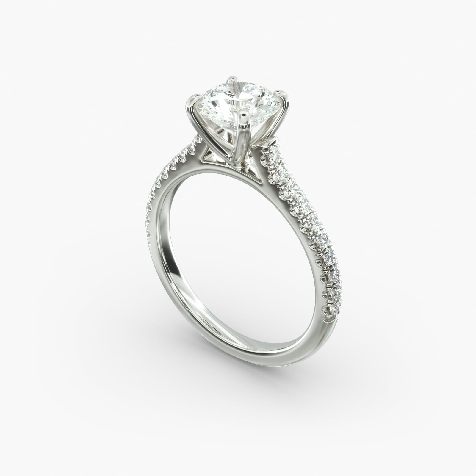 Platinum Split Prong Cathedral Engagement Ring 17774p