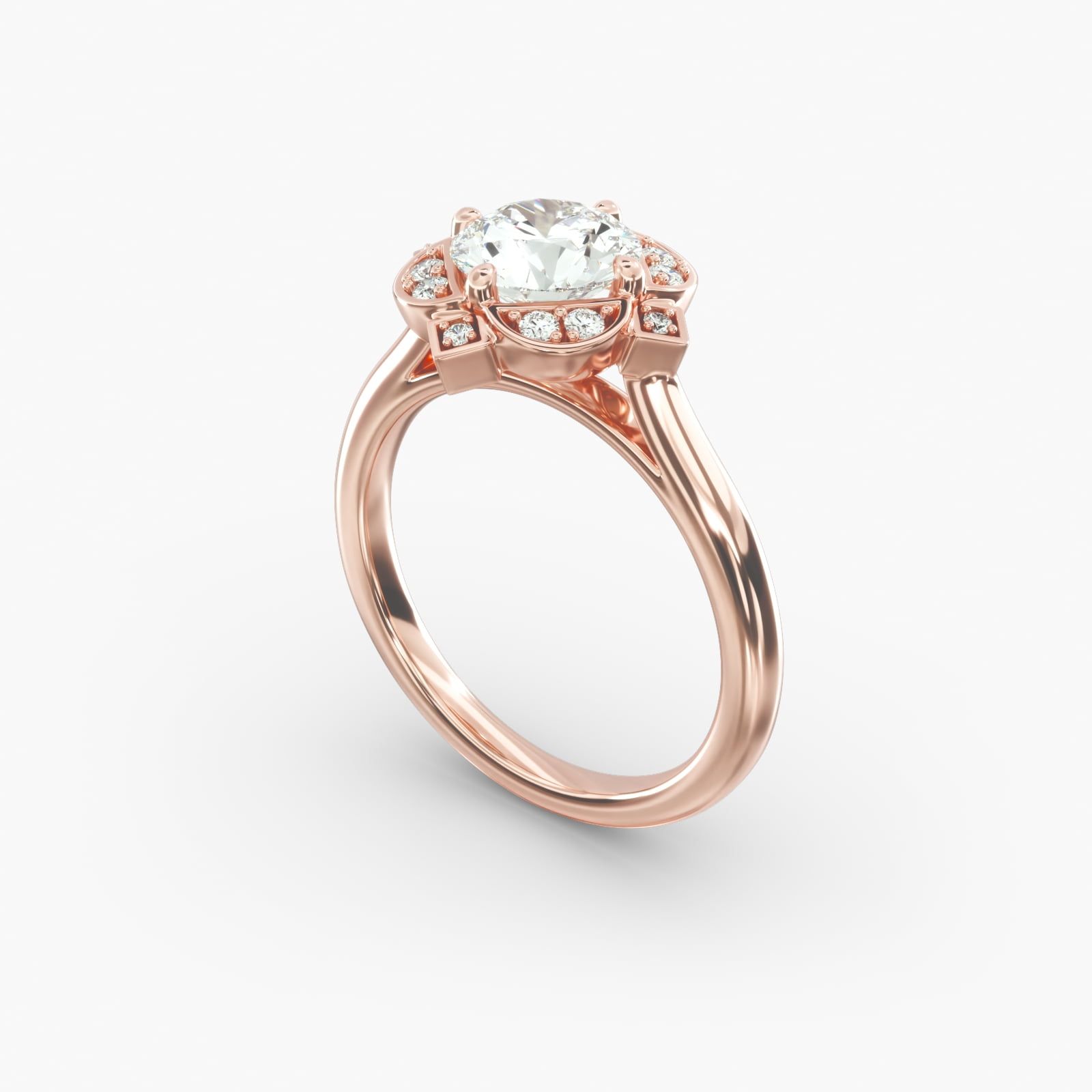 Rose gold art deco engagement rings sales