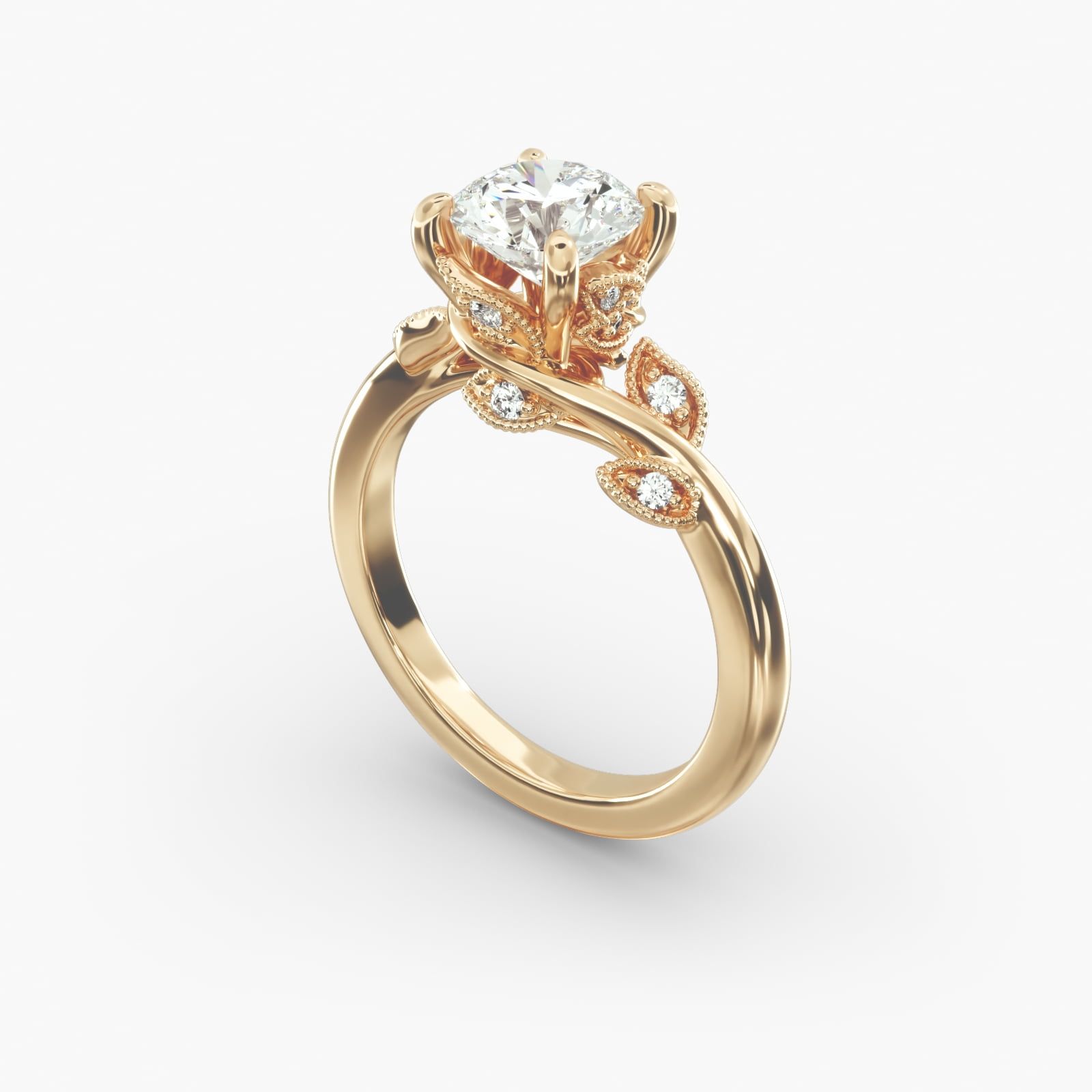 14K Yellow Gold Entangled Vines Engagement Ring 17839y14