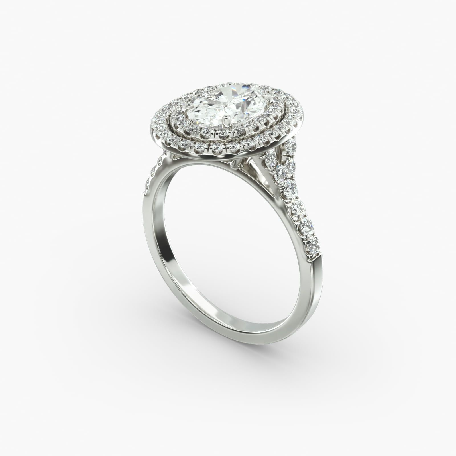 1.65 Carat Oval Natural Ruby Diamond Split Shank Double Halo Pavé ...